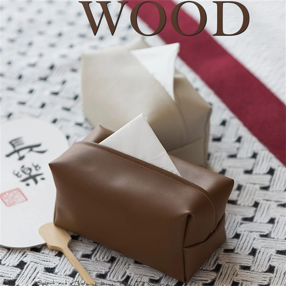 PU Leather Tissue Box New Environmental Napkin Foldable Cover Waterproof Dustproof Sundries Ontainer Kitchen Bathroom Accessorie 4