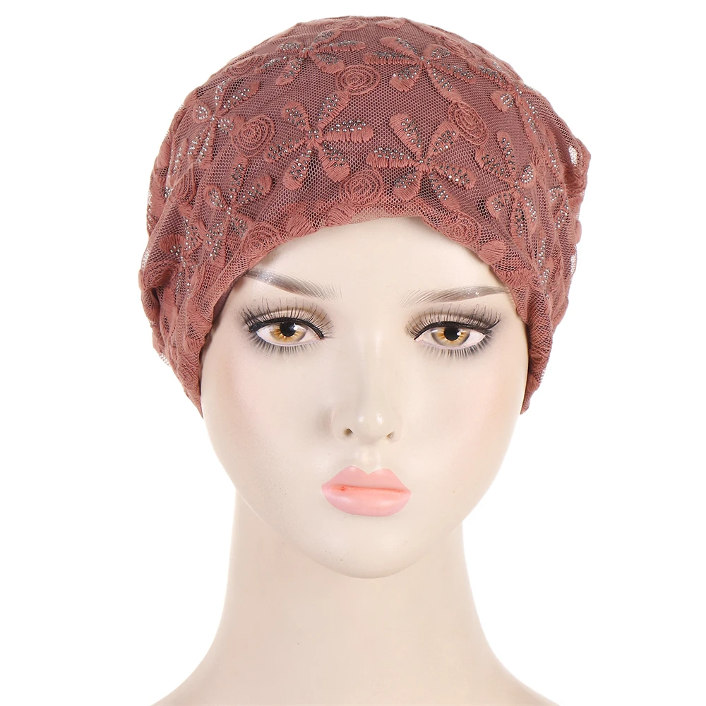 Women Hats Spring Summer Thin Bonnets for Women Designer Lace Flower Skullies Headscarf Hat Autumn Latest Turban Beanies Fashion 3