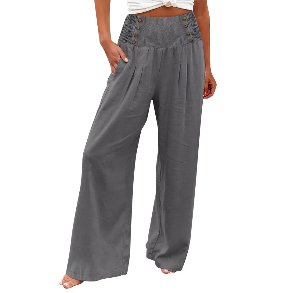Libin Pantalones De Lino Para Mujer, De Pierna Ancha