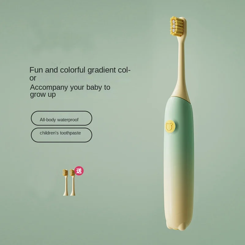 thumbnail image 1 of Cepillo de dientes eléctrico para niños, 2 cabezales de cepillo suaves, cepillo de dientes sónico para niños, tecnología de ondas acústicas, cepillo de dientes para blanquear los dientes, 1 of 5