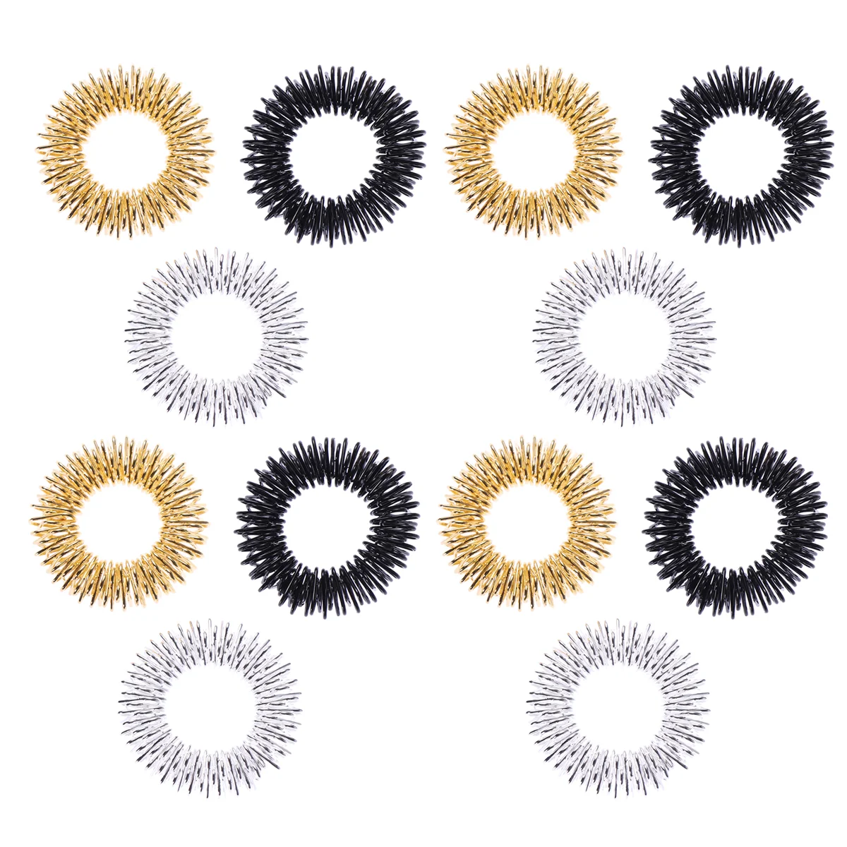 

12pcs Acupressure Rings Spiky Sensory Rings Stainless Steel Wire Silent Stress Reducer for Blood Circulation Working People (