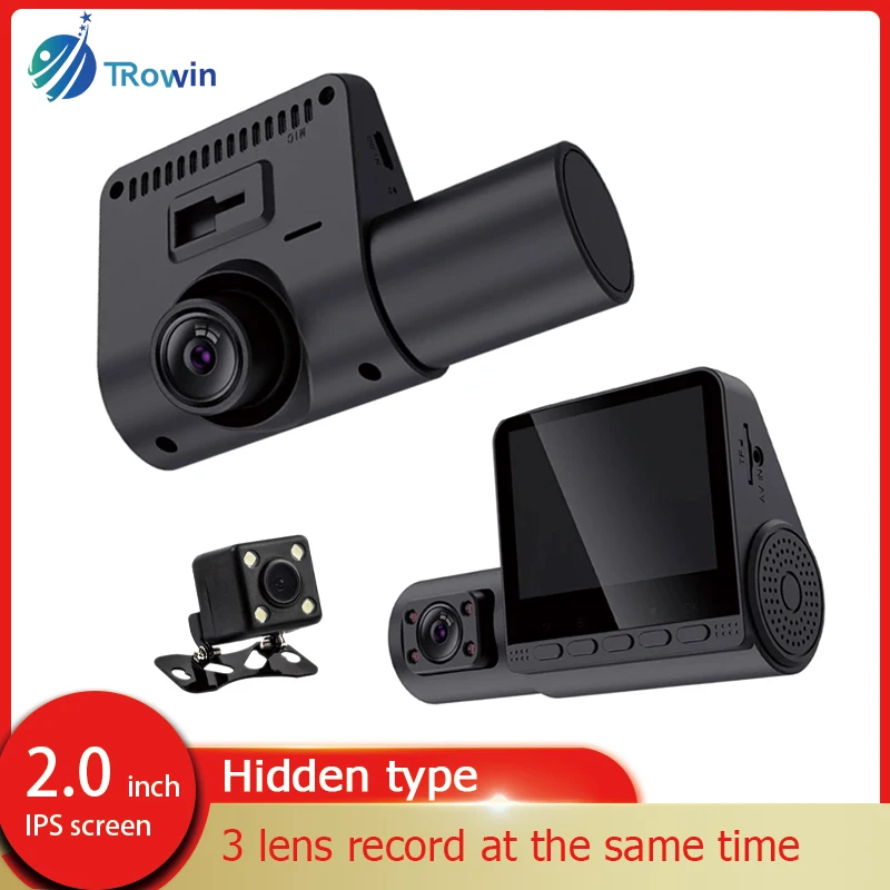 

Dash Cam 3 Channel Car DVR Three-Lens Front Inside Rear Vehicle Camera Video HD1080P Camcorder Loop Recording Car Charge