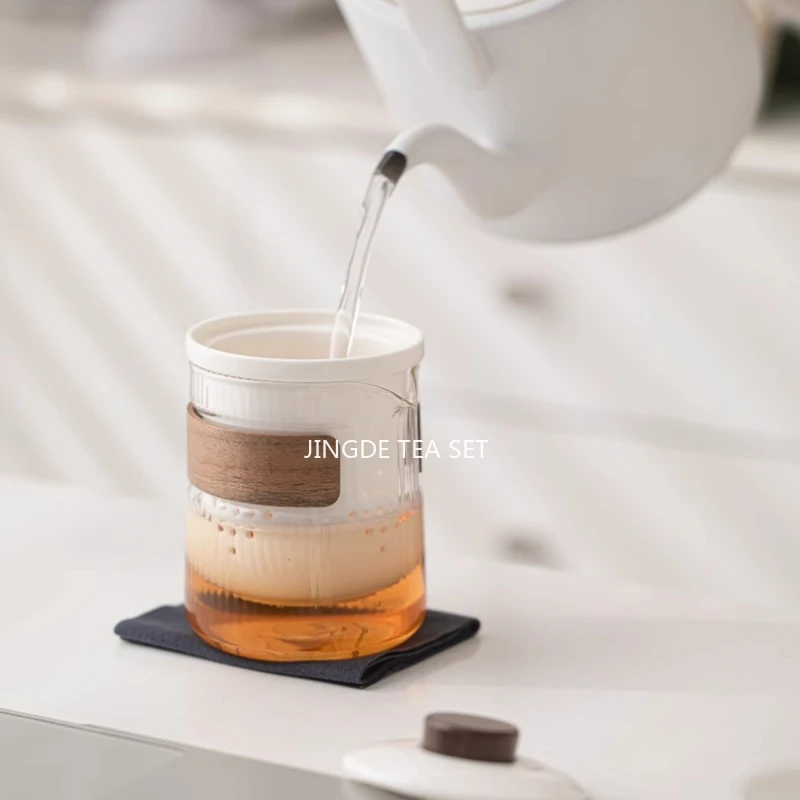 1 Pot+4Cup Glass Travel Tea Set, Portable Ceramic Kuaike Cup, Personal Portable Bag Set, Outdoor Kung Fu Glass Tea Pot