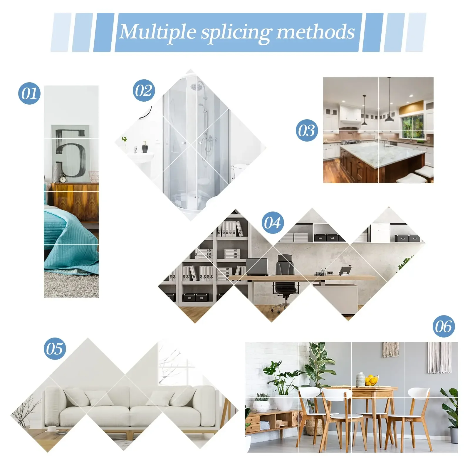 3D Mirror Wall Stickers 8PCs Self-adhesive Thicken 2mm Flexible DIY Art Acrylic for Living Room wall sticker mirror wall sticker acrylic wall sticker