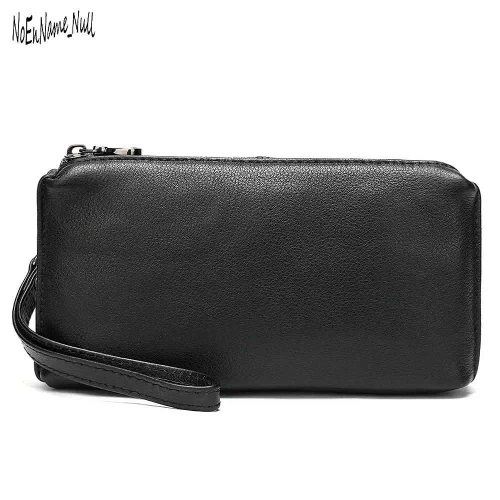 

Sheepskin Casual Men Clutch Bag Genuine Leather Wallet Phone Mini Coin Purses Credit Card Holder Black Business Small Money Bags