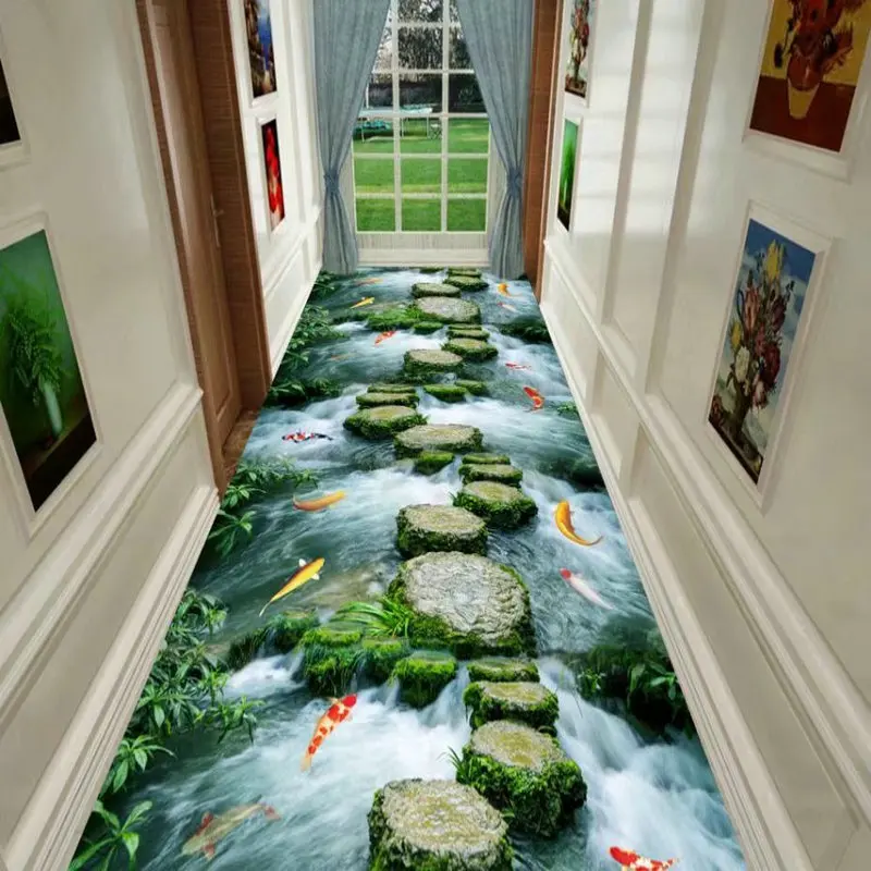 

3D Corridor Carpet Staircase Hotel Lobby Strip Runners Area Rug Hallway Living Room Decoration Home Anti-slip Floor Mat Cuttable