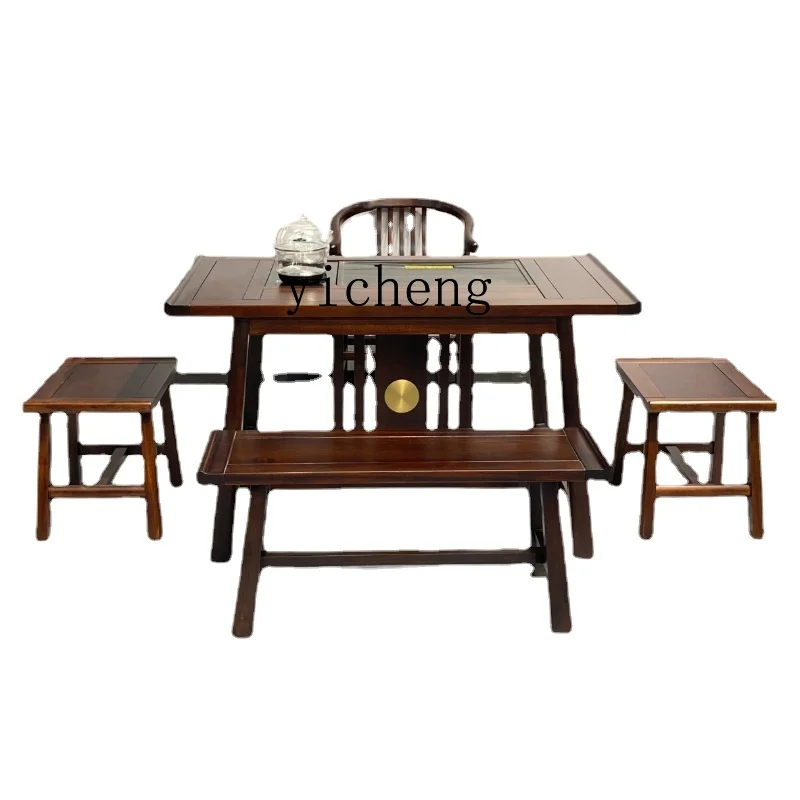 

Xl Small Table-Chair Set Solid Wood Mortise Congo Rosewood Office Living Room Tea Table