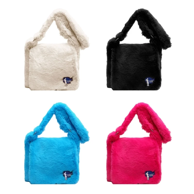 

Fashion Shoulder Bag Plush Crossbody Bag for Women Versatile School Book Bag