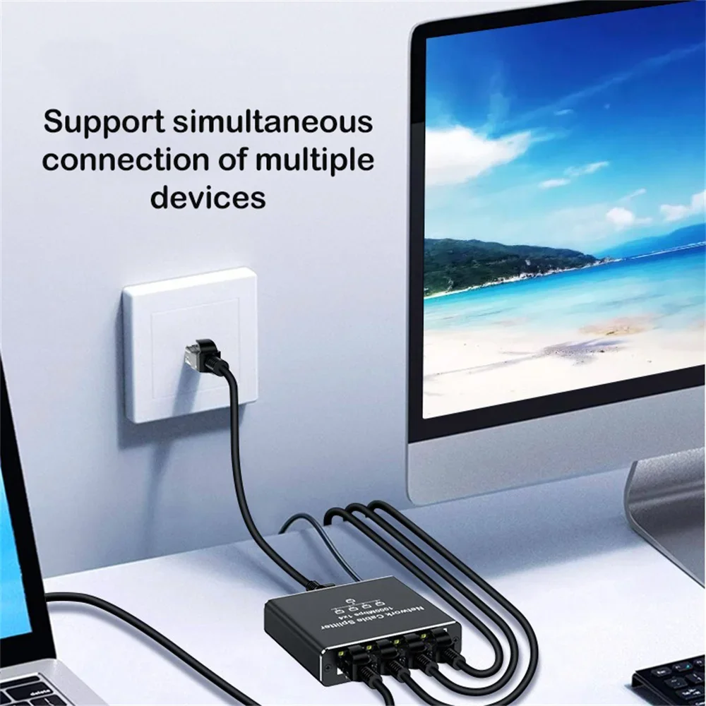 Gigabit Ethernet Adapter & Splitter - High-Speed 4-Port RJ45 LAN Hub