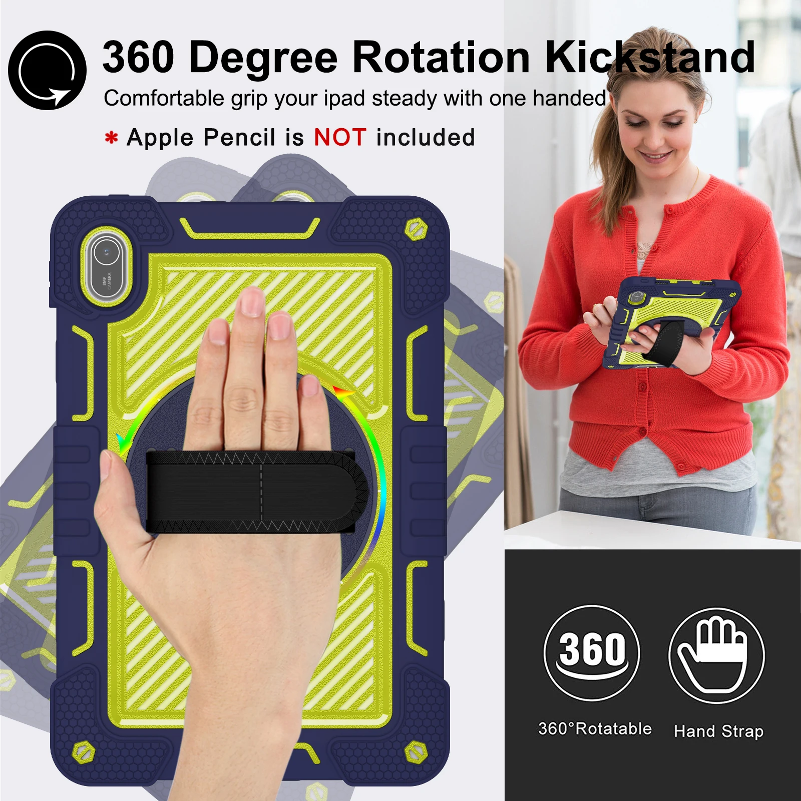 Durable Non-Toxic Silicone & PC Tablet Case with Shoulder Strap