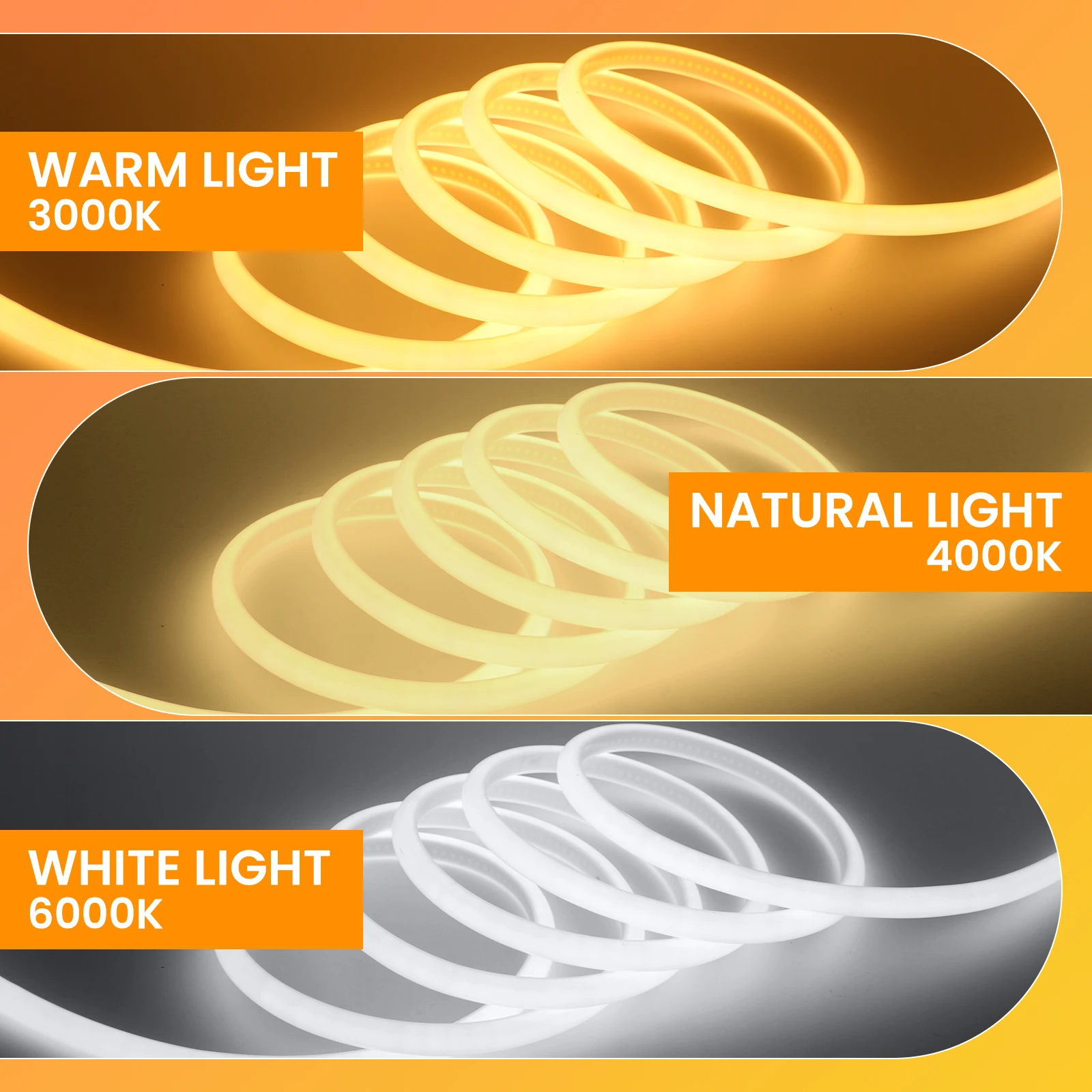 220V COB LED 네온 스트립 라이트 270 ° 유니폼 글로우 방수 288LEDs/m 유연한 테이프(스위치 포함) 가정 정원 조명용 EU 플러그