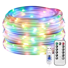 

Waterproof Rope Lights Outdoor, Multi Colored Indoor String Lights With Remote, 8 Modes 100 LED USB Powered Fairy Lights