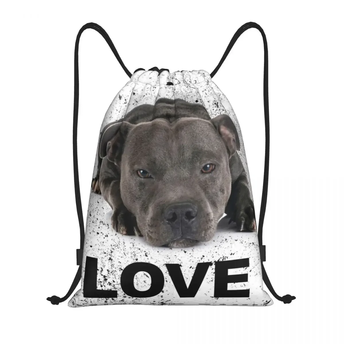 

Staffordshire Bull Terrier Dog Drawstring Backpack Sports Gym Bag for Women Men EBT Cute Love Training Sackpack