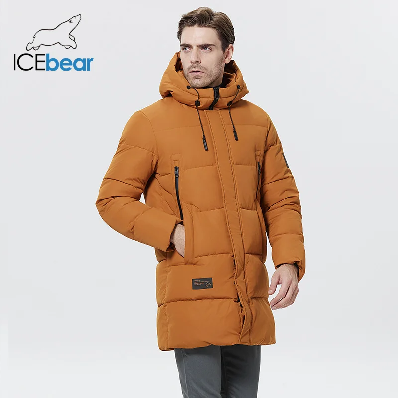 ICEbear 2022 Winter Men's Clothing Thicken Warm Men's Jacket Hooded Men's MidLength Coat