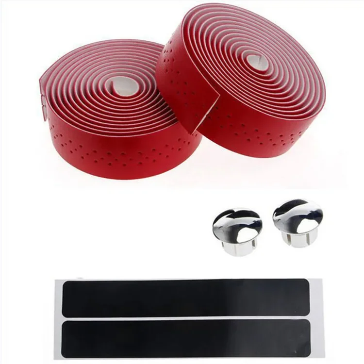 Bicycle Handlebar Tape 2 Roll Road Bike PU Leather Perforated Belt Breathable Soft MTB Fixed Gear Belt Cycling Accessory