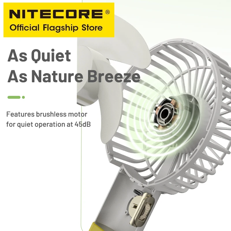 NITECORE NEF03 2-in-1 Camping Fan USB-C Rechargeable Commuting Fan With Night Light Summer Outdoor Trekking Picnics Hiking