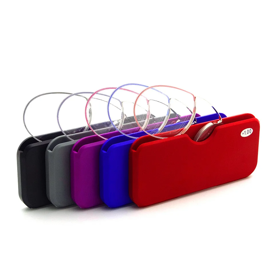 Rimless Foam Nose Clip on Reading Glasses Mini Portable Lazy Glasses Alloy Case Men Women Gafas De Lectura +1 To +3