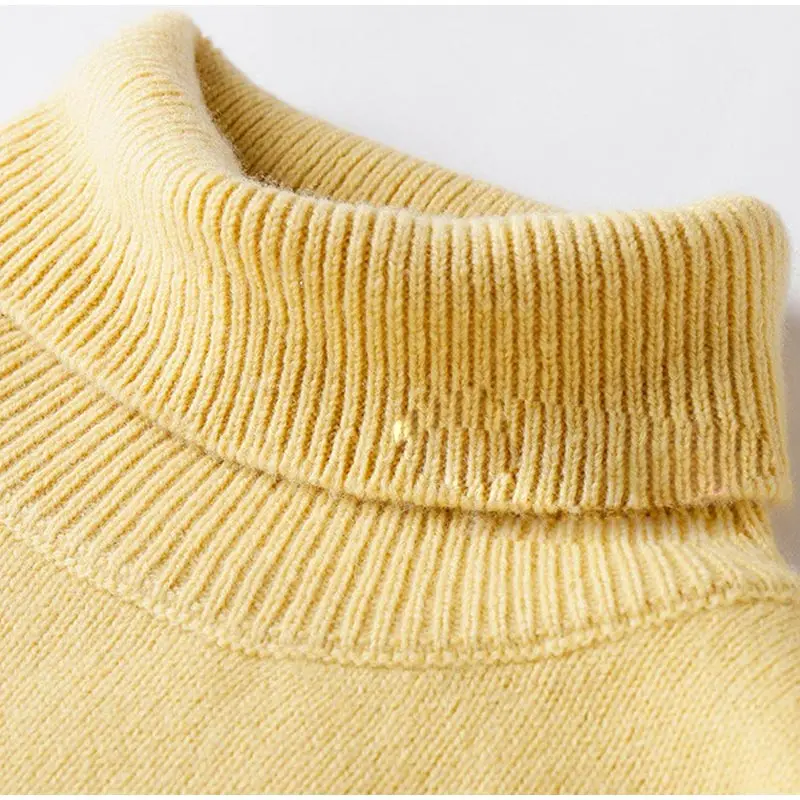 Women's Turtleneck Sweater Color Contrast 2021 Autumn Winter Warm Pullover Sweater For Women Loose Soft Knitted Sweaters Female brown cardigan