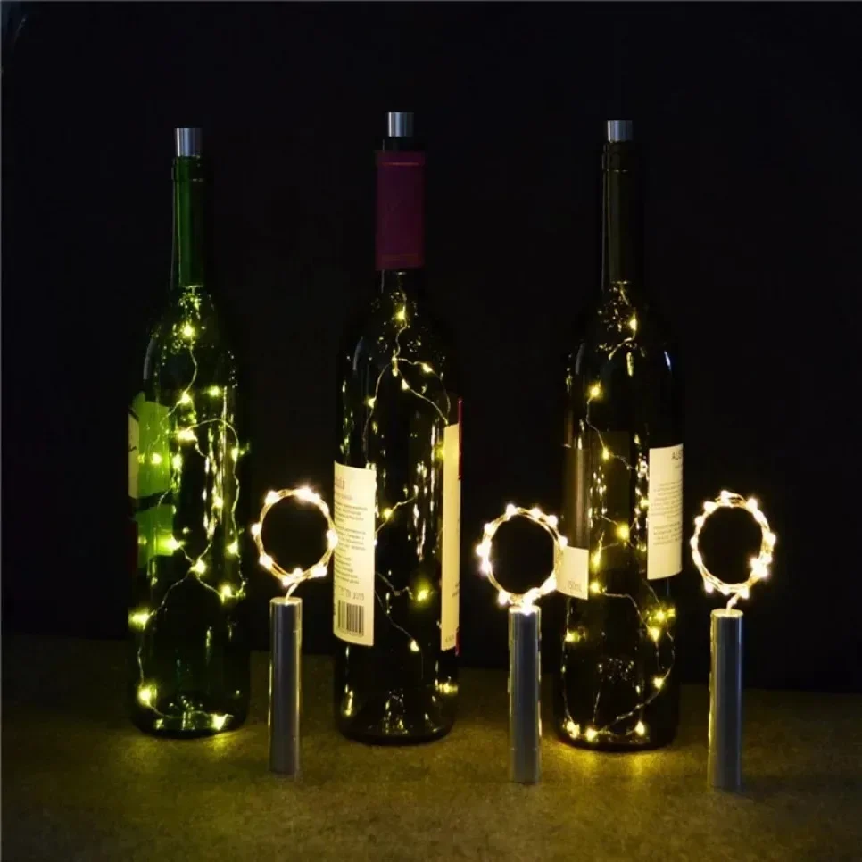 LED 와인 병 코르크 별빛 스트링, 축제 웨딩 크리스마스 장식 파티 장식, 구리 와이어 야간 조명, 2/3 개