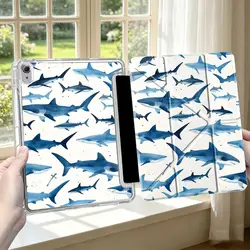 Cartoon Shark Design Tablet Case with Pen Slot Cover for Tab S9FE 11 inch (Mix01)