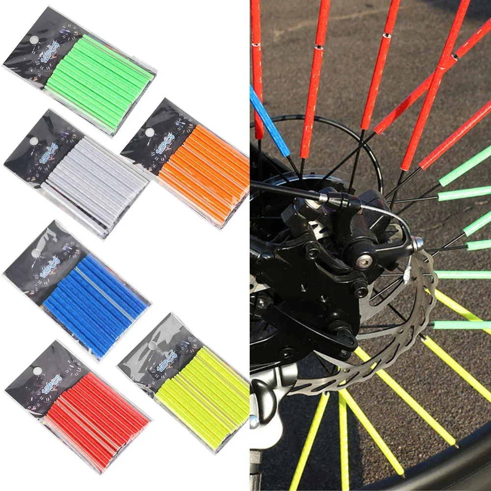 Bicycle Wheel Spokes Reflective Sticker Tube Strip Cycling Reflector DIY Cycling Reflector Bike Moto Scooter Reflective 12pcs