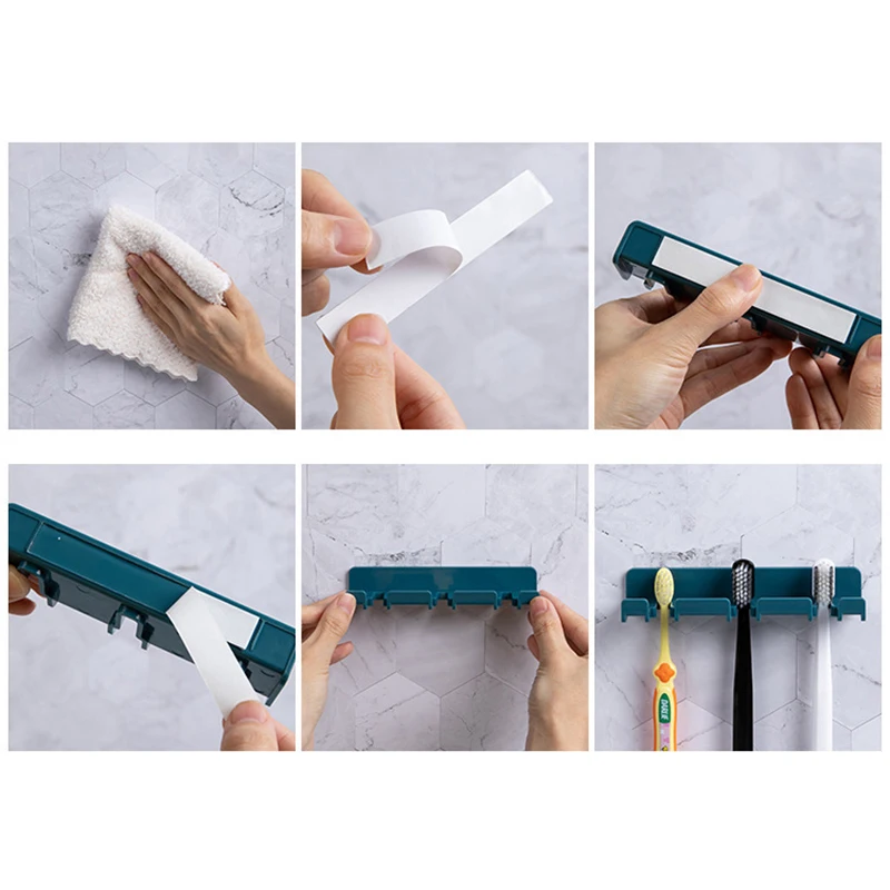 Toothbrush Storage Rack Multi-purpose Toothbrush Holder Free Punching Wall Mounted Hanging Hook For Bathroom Toilet Bedroom