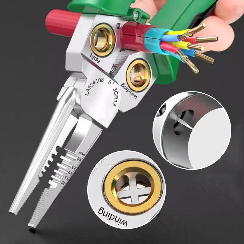 Electrician Pliers Multi-function Wire Stripper 8-in-1 Stainless Steel Needle-nose Pliers with Electrical Measurement Hand Tools 3