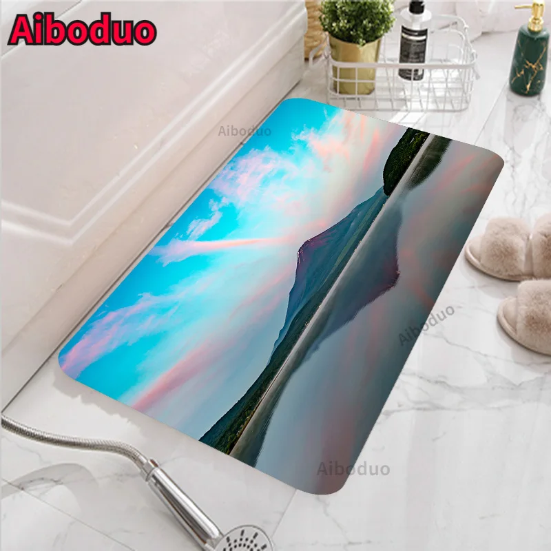 

Nature Mountain Lakes Room Bathroom Anti-slip Absorbent Mat Bathroom Mat Bathroom Carpet Bathroom Mat Set Entry Welcome Mat