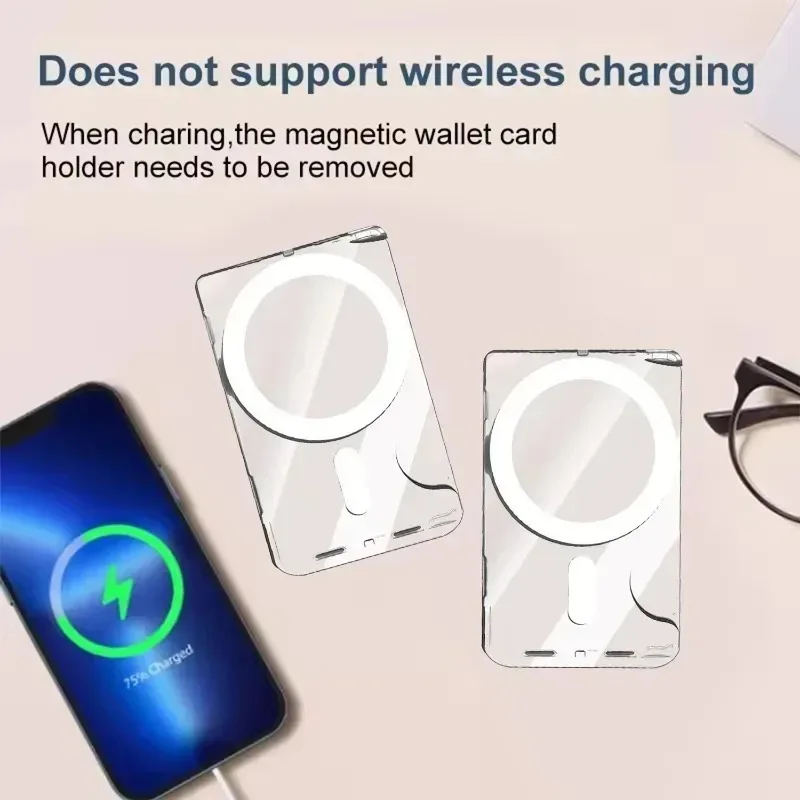 Magnetic Clear Wallet Card Holder with Back Magnet and Card Slots Cover Sleeve