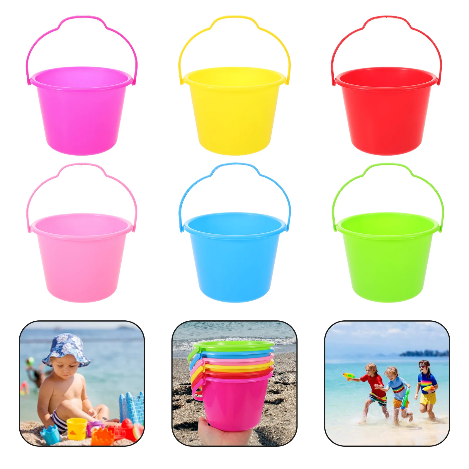 6 Pcs Children's Beach Bucket Water Playthings Toys Outdoor Sand Dig Buckets Playing Portable Small Supply 4