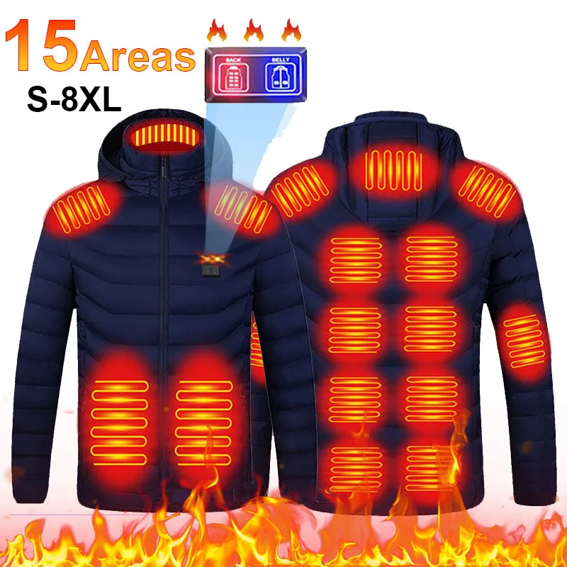 thumbnail image 1 of Chaqueta térmica de 11 zonas para invierno, eléctrica, para hombre y mujer, con calefacción por USB, chaleco térmico para moto, tallas S a 8XL, 1 of 5