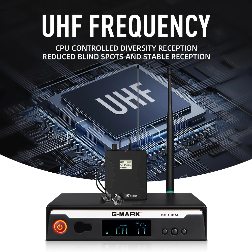 G-MARK G6.1IEM Stereo Wireless In Ears Monitor System UHF Stage Return 554MHZ-586MHZ Frequency Selectable For Band Performance