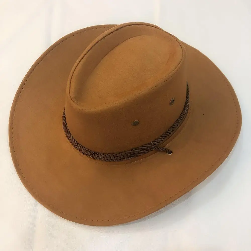  - Cowboy Hat Suede Spring Summer Man Caps Shade Horse Riding Outdoor Solid Color High Quality New Fashion