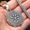 Punk Vintage Viking Compass Pendant Stainless Steel Nordic Runes Necklace For Men Women Amulet Jewelry Gifts Dropshipping 5