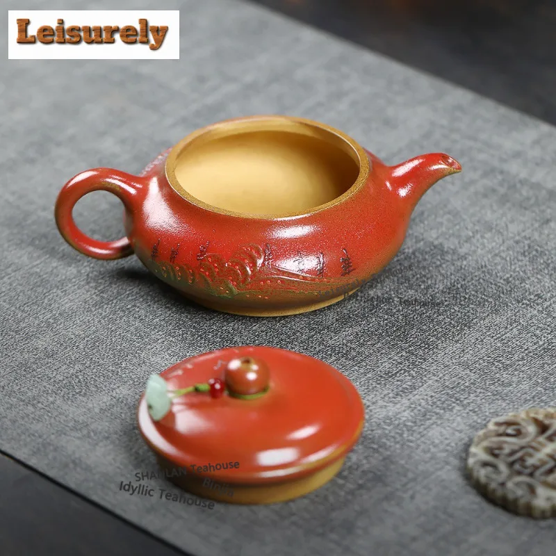 200ml Exquisite Yixing Purple Clay Teapots Artists Handmade Ming Lu Pot Raw Ore Gold Section Mud Kettle Zisha Tea Set Cafes Gift