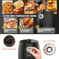 NEW 2 Quart Small Air Fryer with 50pcs Air Fryer Paper Liners, 1200W, New, Black, Nonstick Basket , 100 Recipes 2