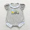 New rts style Easter Gray boys Rompers Wholesale Boutique Embroidery Cross Easter Egg Truck Pattern Girls Short Sleeve Romper 2