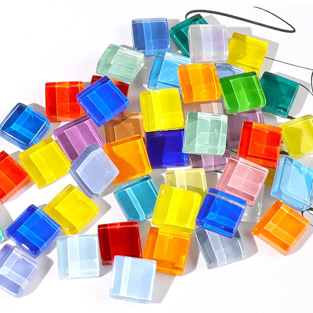 Crystal Mosaics Supplies 50pcs 1x1cm Creative Mixed Color Mosaic Pieces Crystal Multi Blend Color Option DIY Coaster Vase Cups Handmade Mosaics Supplies