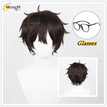 In Stock Game P5 Amemiya Ren Synthetic 28cm Black Wig Kurusu Akira And Glasses Heat Resistant Hair Halloween Cosplay Anime Wigs 1