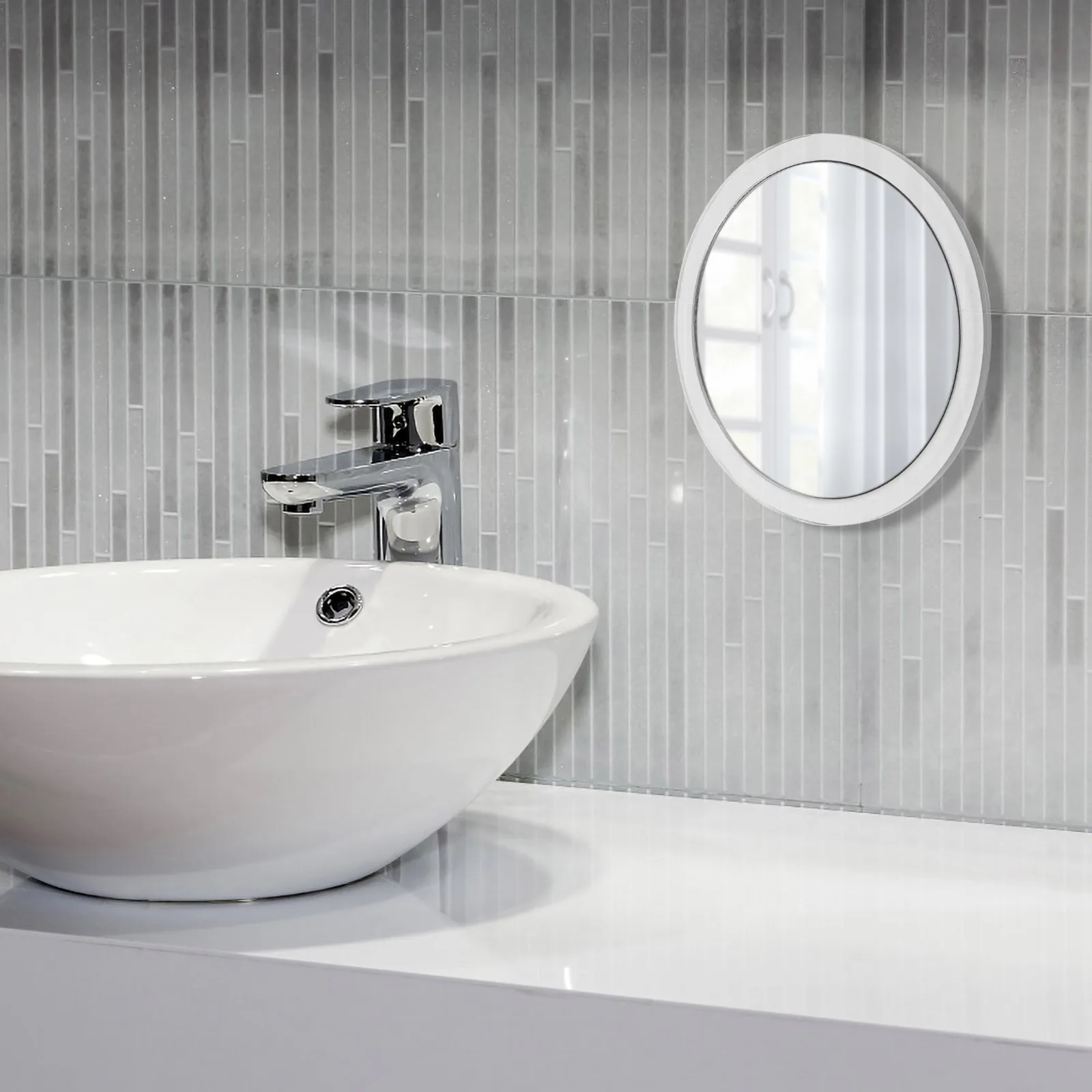 กระจกแต่งหน้าแบบขยาย ติดตั้งด้วยถ้วยดูด ด้านเดียว พกพาสะดวก ใช้ในห้องน้ำ ดีไซน์เว้า น้ำหนักเบา ของจำเป็นสำหรับการเดินทาง พร้อมฟังก์ชั่นขยายภาพ 1