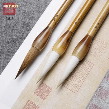Langyazi Set di pennelli per calligrafia cinese - Pennelli in pelo di capra per pittura e calligrafia, script di corsa normale per arti cinesi 1