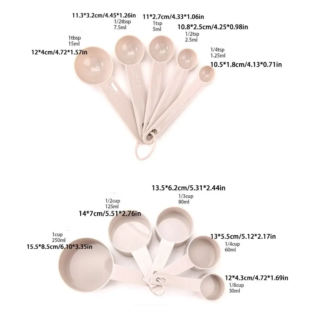 10pcs/set Stackable Kitchen Measuring Spoon Accurate Measurement Plastic Cooking Scale Tool with Scale Multipurpose