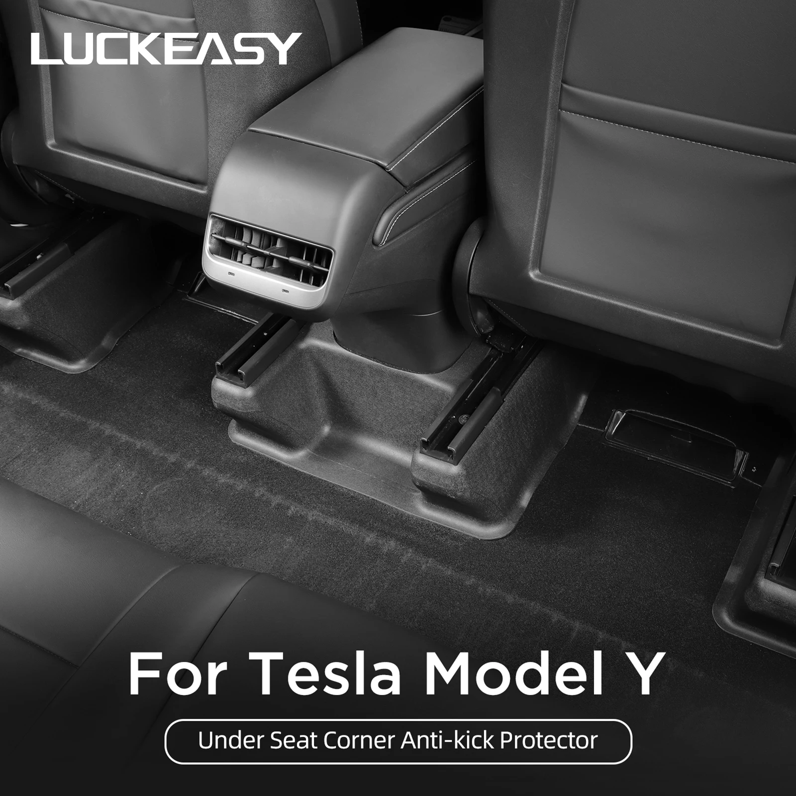 for Tesla Model Y-Under Seat Corner Anti-kick Protector Rear Seat Slide Rails Guard Kit Car Interior Accessories