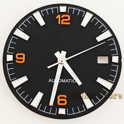 Black and White Watch Dial with Green Luminous Markers, 31mm (Black Silver)