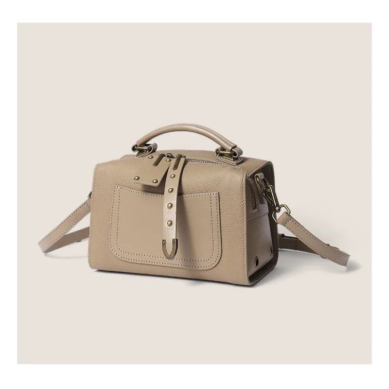 Vintage Boston Handbag Female Shoulder Crossbody Women Genuine Leather Bags Simple High Quality Tote Bag Ladies Bag Pillow Bags