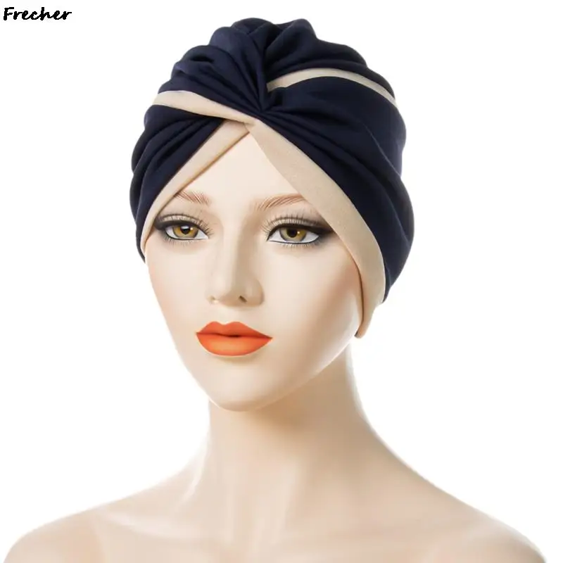 Muslim Scarf Hijabs Turbans African Headtie Braid Hat for Women Pleated Beanie Headwrap Hair Accessories Indian Bonnet Hats 2