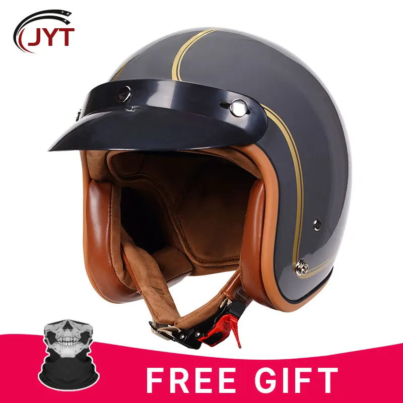 Casque Moto Jet Retro Avec Lunettes, Casque Moto Avec Visière Pour Ece