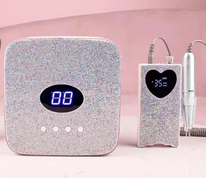 공장 맞춤형 블링 매니큐어 네일 광택제 건조기, 라인석 램프, UV LED 램프 및 드릴 용품 세트