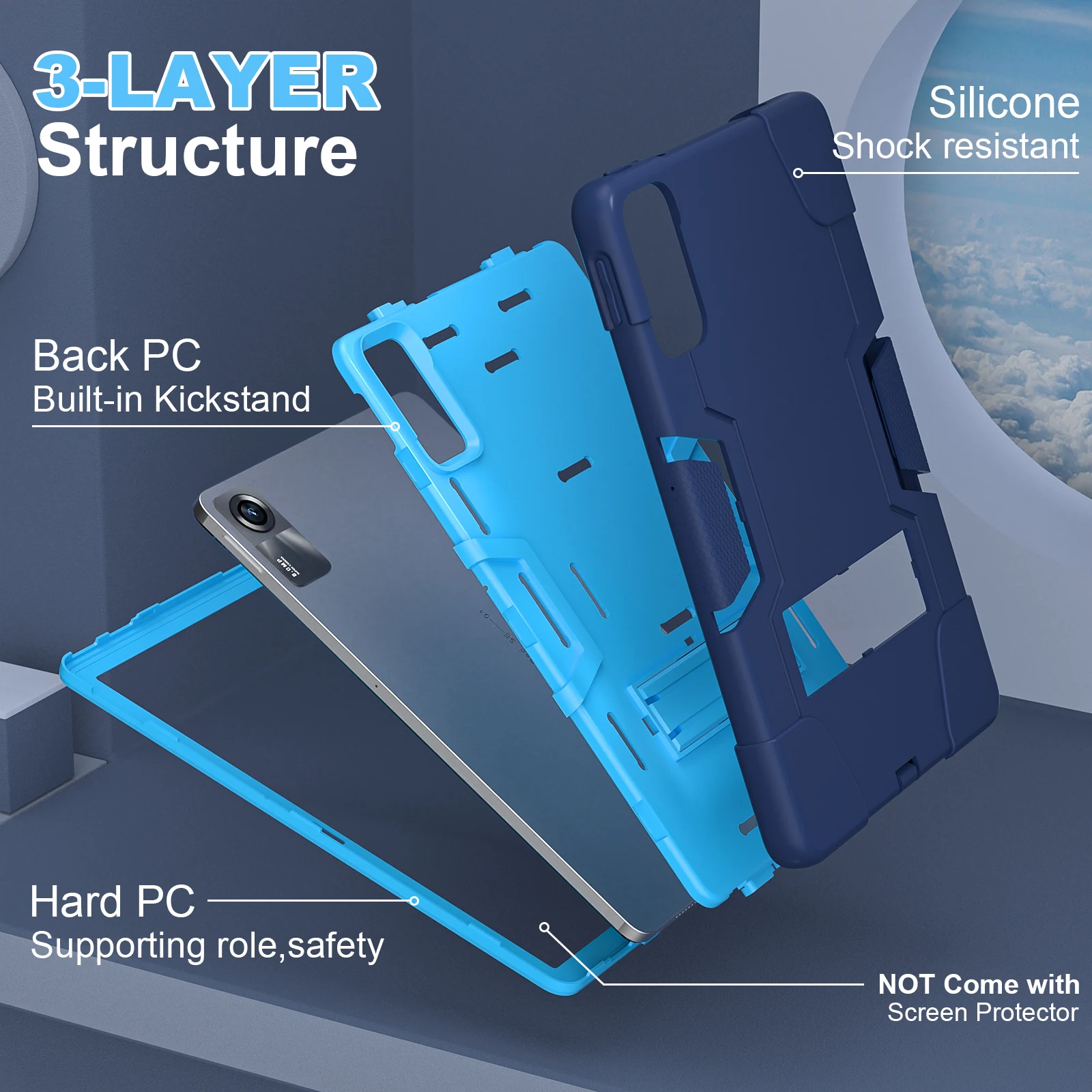 Durable Hybrid Stand Armor Case for 11 Tablets - PC Silicon Protection