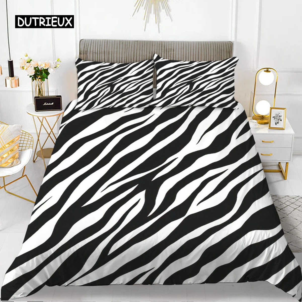 Kids Zebra Print Beddengoed Set Dubbele Wild Animal Dekbedovertrek voor Jongens Meisjes Tieners BedWildlife Polka Dots Dekbed Set Vrouwen Mannen Roze Zwart Wit Sprei Cover Met 2 Kussensloop